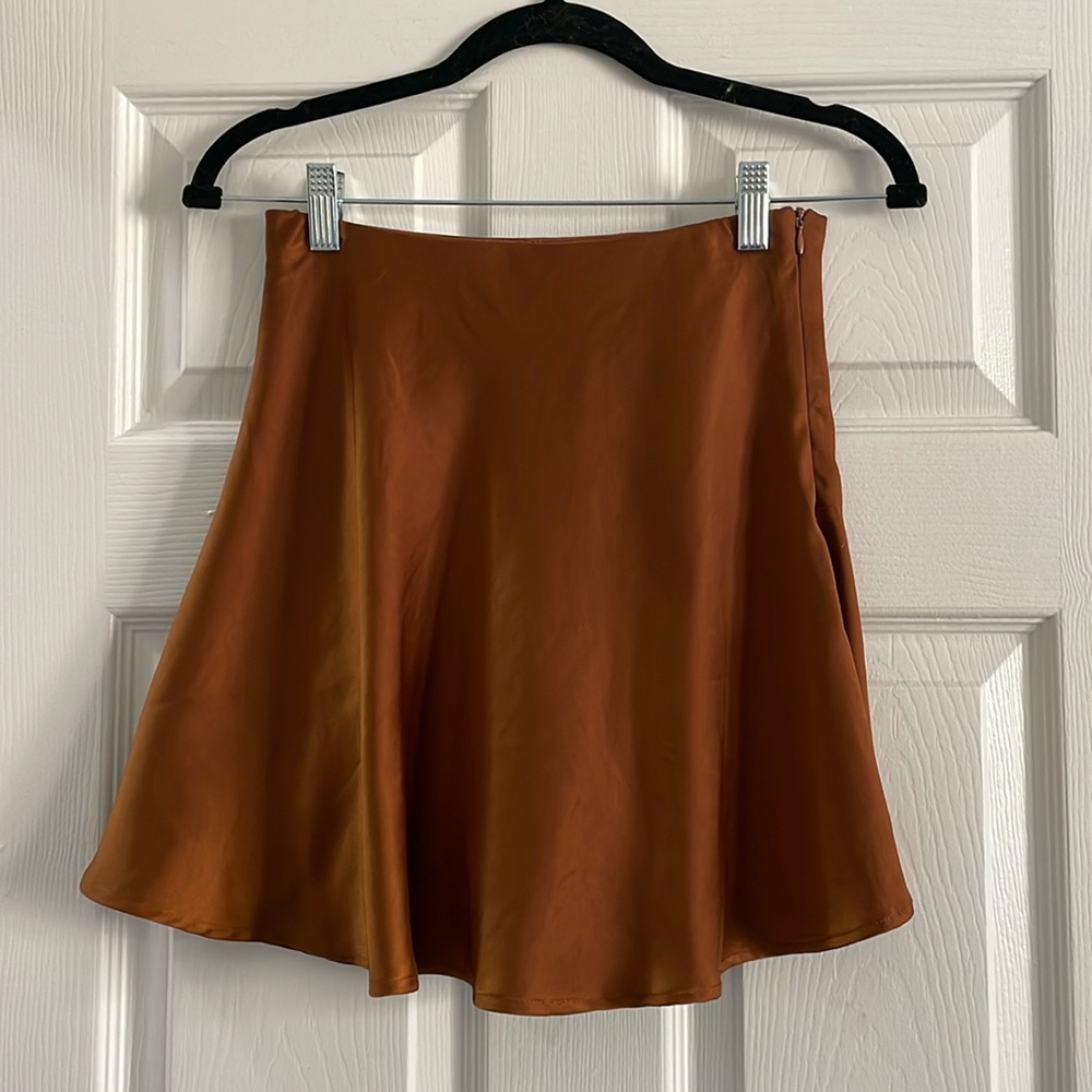Burnt Orange Satin Mini Skirt (with shorts underneath!)